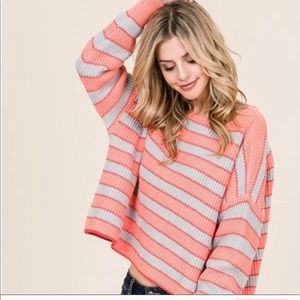 CORAL STRIPED SWEATER